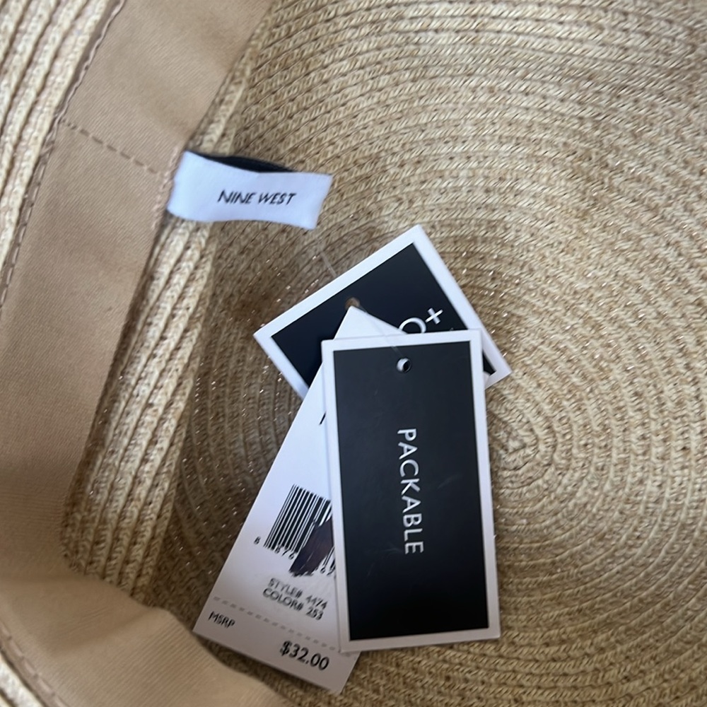 NWT Nine West straw bucket hat - Picture 3 of 5
